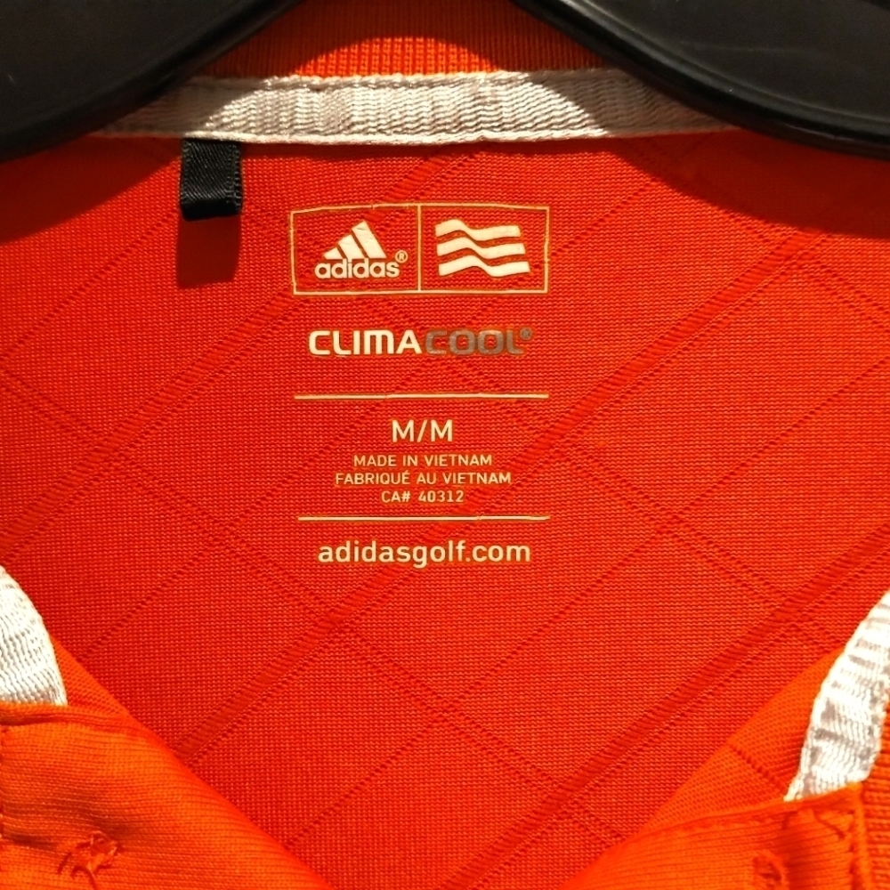 NWOT Adidas Climacool Golf Shirt Short Sleeves Collared Orange Cool & Dry
